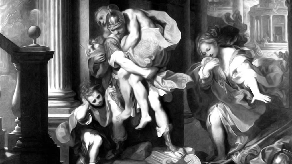 Aeneas fleeing from Troy