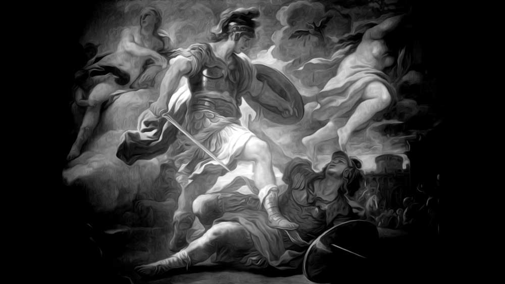 Aeneas and Turnus fighting