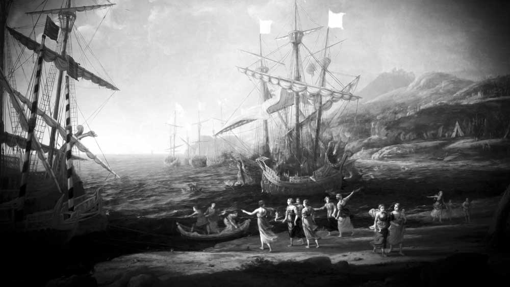 Burning fleet of Aeneas